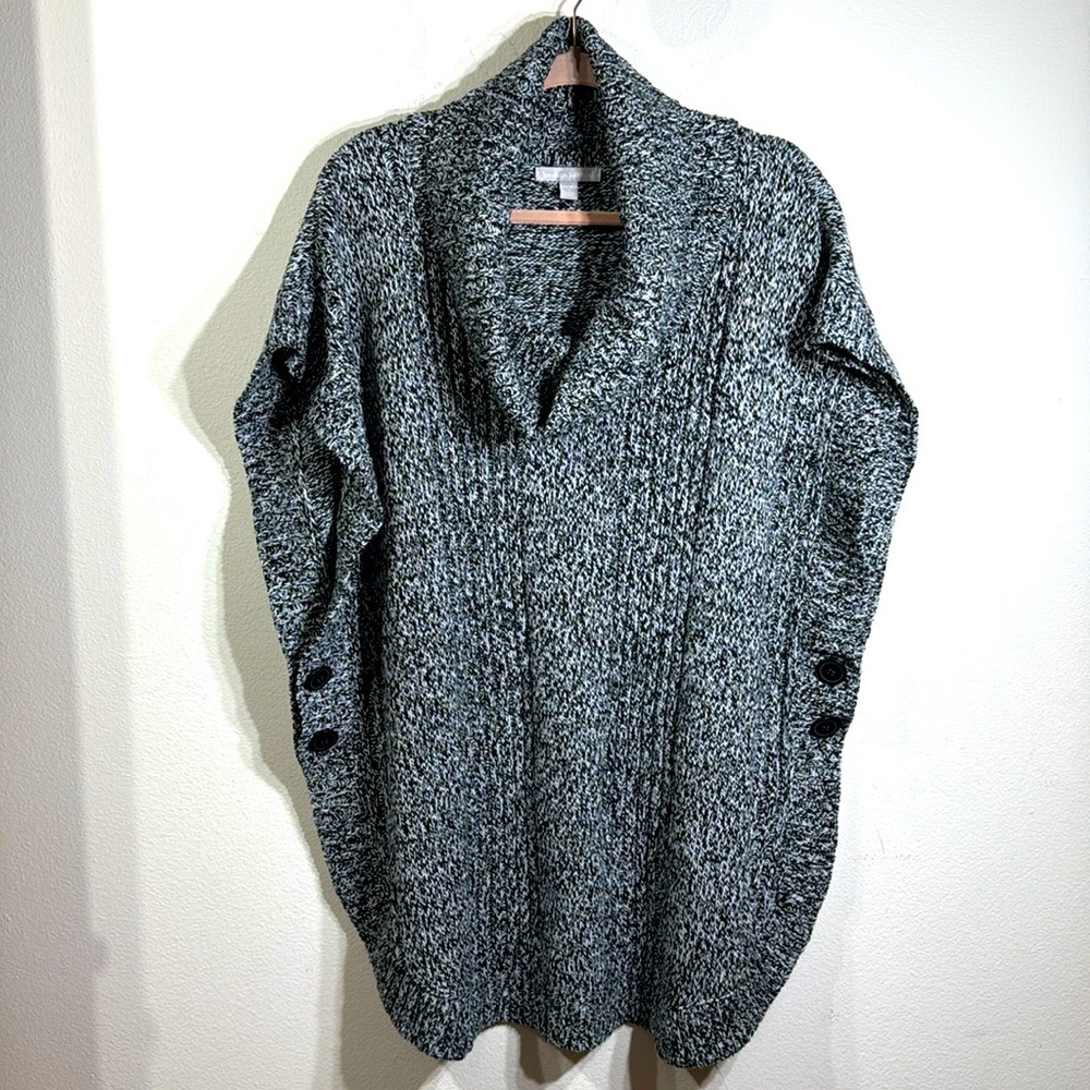 (N4) Woman Within‎ Gray Pom Poncho Sweater, Size 22/24 1X